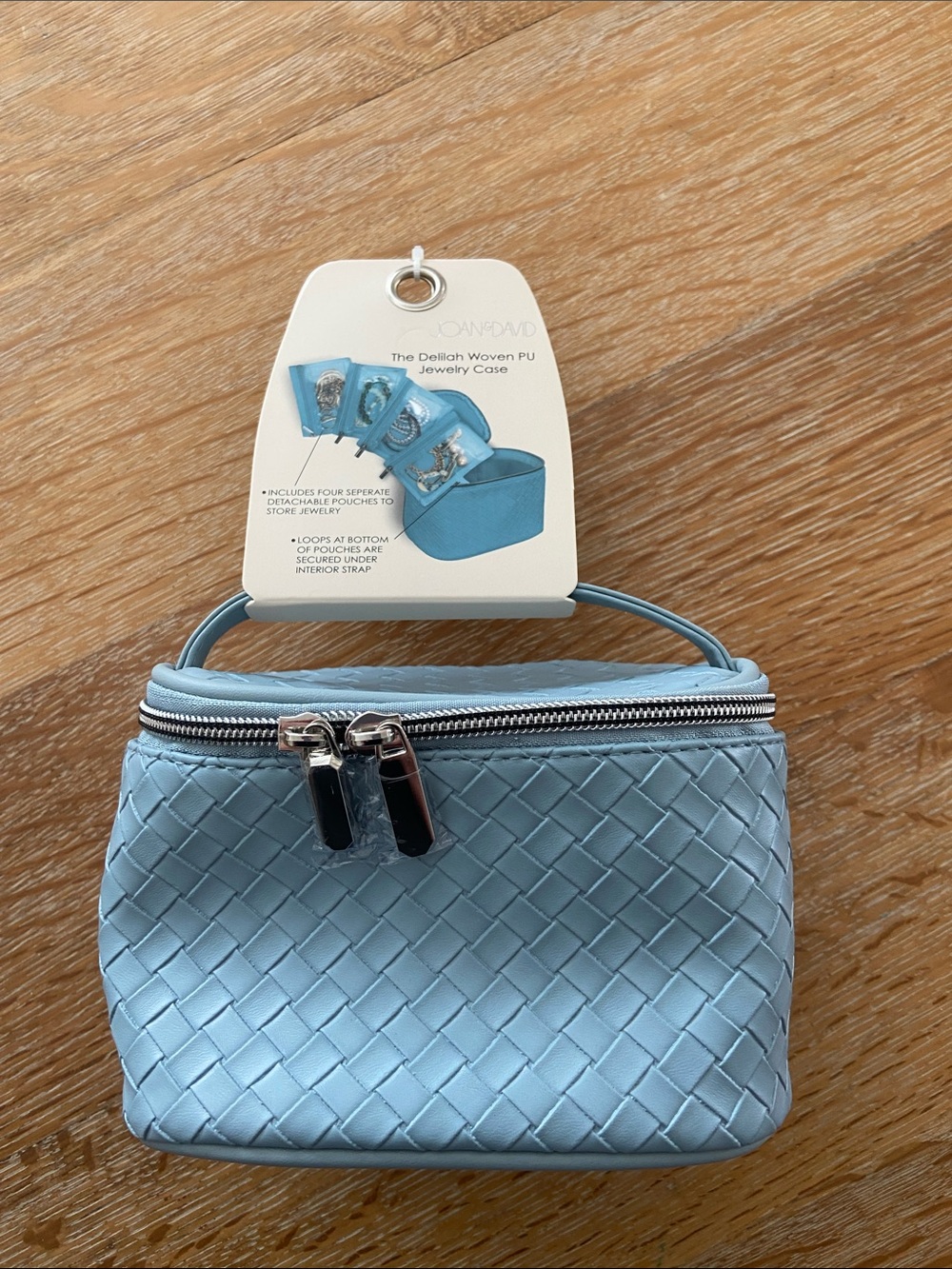 Joan & David Woven Light Blue Women’s Jewelry Case.